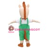 Excited Little Horse With Green Overalls Mascot Costume