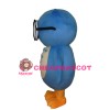 Blue Owl With Glasses Mascot Costume For Annual Celebration