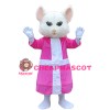 Quality Dancing White Mouse With Pink Dress Mascot Costume