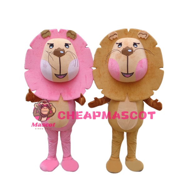Advertising Customize Likable Brown Pink Lion Mascot Costume