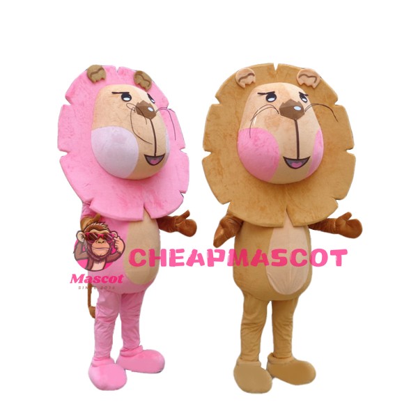 Advertising Customize Likable Brown Pink Lion Mascot Costume