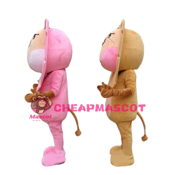 Advertising Customize Likable Brown Pink Lion Mascot Costume