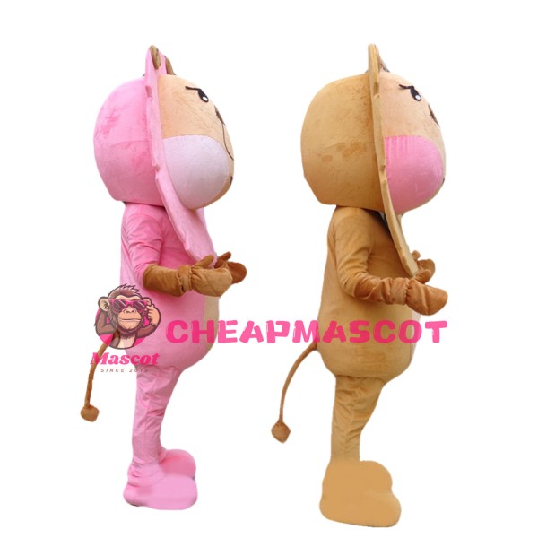 Advertising Customize Likable Brown Pink Lion Mascot Costume