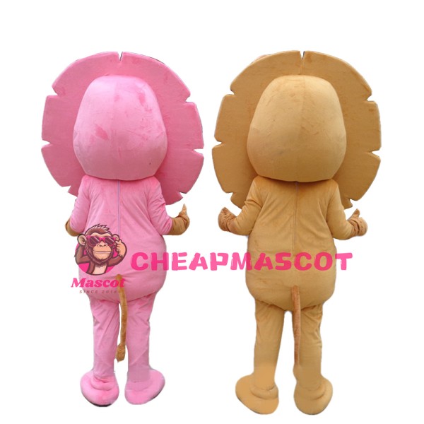 Advertising Customize Likable Brown Pink Lion Mascot Costume