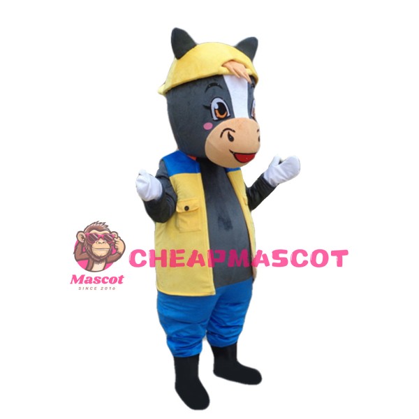 Grey Pony Mascot Costume For Internal Anniversary