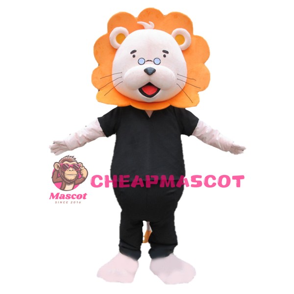 Fancy Quality Black Lion With Orange Hair Mascot Costume