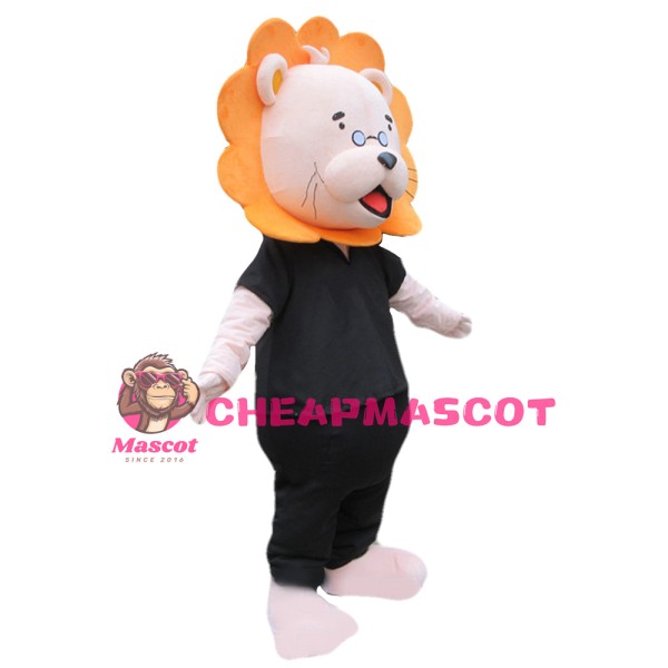 Fancy Quality Black Lion With Orange Hair Mascot Costume