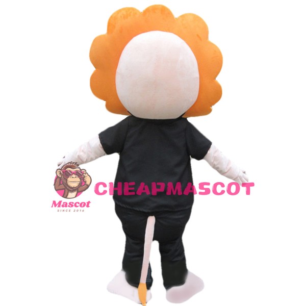 Fancy Quality Black Lion With Orange Hair Mascot Costume