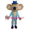 Unisex Cartoon Koala With Sky Blue Suit Mascot Costume