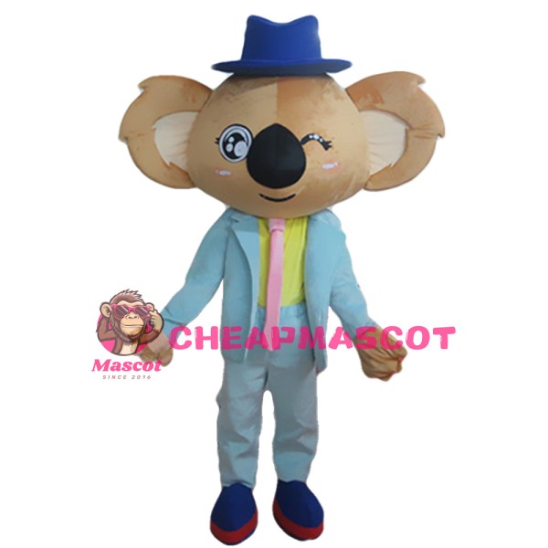 Unisex Cartoon Koala With Sky Blue Suit Mascot Costume