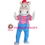Fashion Design Funny Hippo With Striped Shirt Mascot Costume