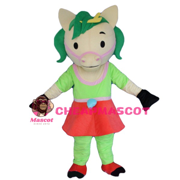 Little Horse With Green Hair Mascot Costume