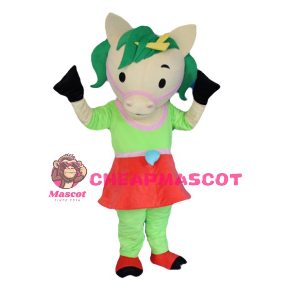 Little Horse With Green Hair Mascot Costume