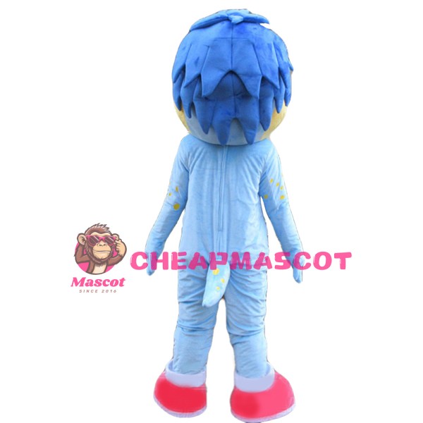 Blue Horse In Red Shirt Mascot Costume For Outdoor Activity