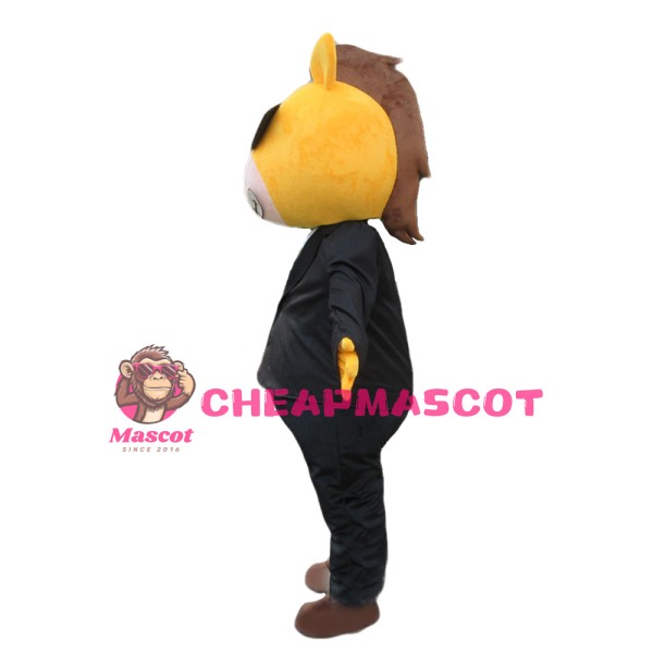 Adult Style Horse In Black Suit And Sunglasses Mascot Costume