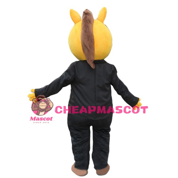 Adult Style Horse In Black Suit And Sunglasses Mascot Costume