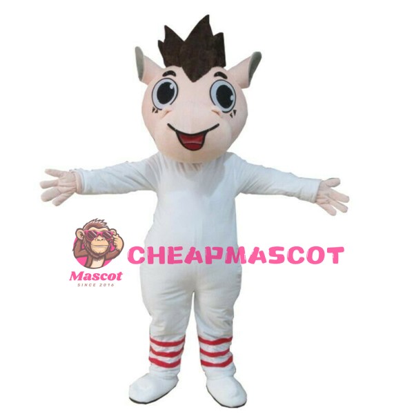 Funny Cartoon So Cute White Horse Mascot Costume