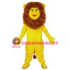 Funny Yellow Lion With Long Brown Mane Mascot Costume