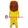 Funny Yellow Lion With Long Brown Mane Mascot Costume