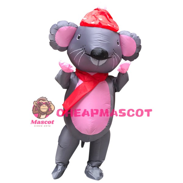Big Inflatable Grey & Pink Mouse Mascot Costume