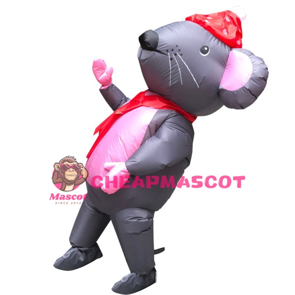 Big Inflatable Grey & Pink Mouse Mascot Costume