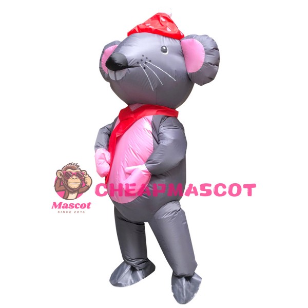 Big Inflatable Grey & Pink Mouse Mascot Costume