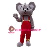 Smiling Grey Mouse With Red Pants Mascot Costume