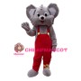 Smiling Grey Mouse With Red Pants Mascot Costume