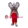 Smiling Grey Mouse With Red Pants Mascot Costume