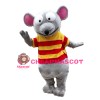 Big Eyes Mouse With Striped Shirt Mascot Costume