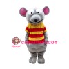 Big Eyes Mouse With Striped Shirt Mascot Costume