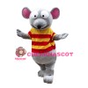 Big Eyes Mouse With Striped Shirt Mascot Costume
