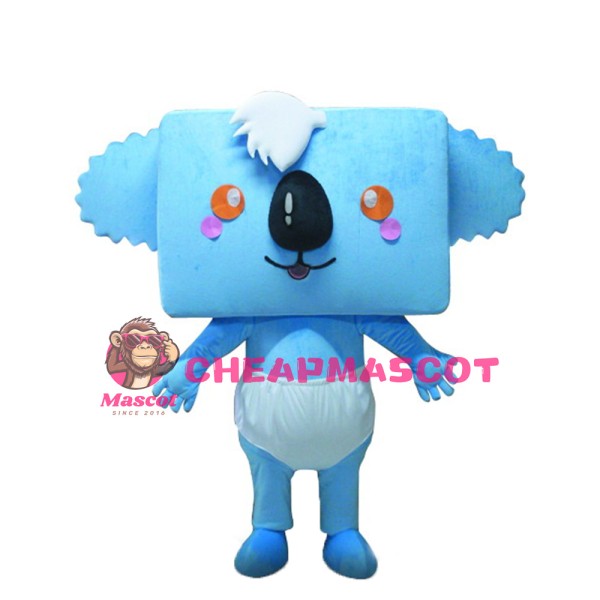 Square Head Blue Koala With Diapers Mascot Costume