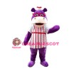 Purple Hippo With Red Glasses And Striped Shirt Mascot Costume