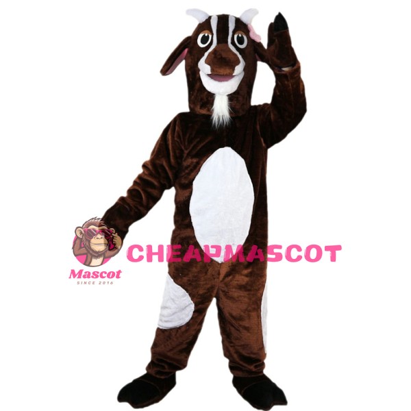 Adult Hot Lively Brown & White Goat Mascot Costume