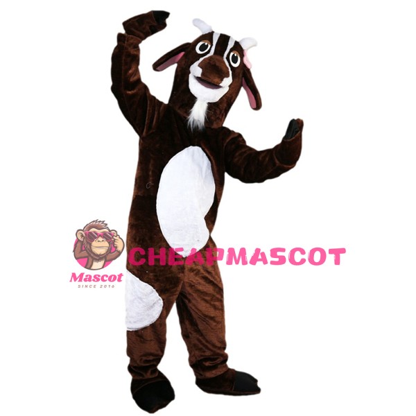 Adult Hot Lively Brown & White Goat Mascot Costume