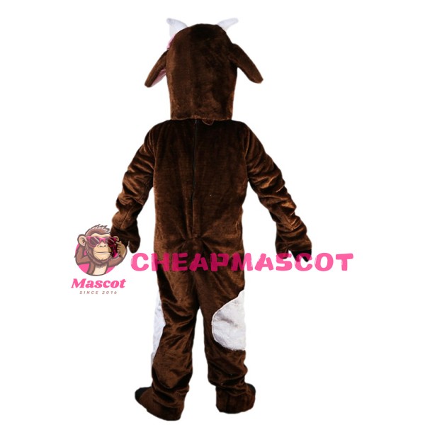 Adult Hot Lively Brown & White Goat Mascot Costume