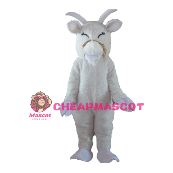 New Version Adult Furry White Goat Mascot Costume