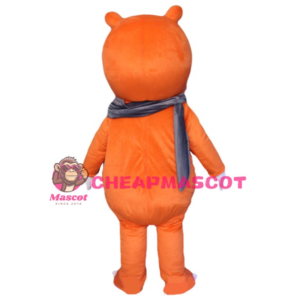 New Kind Little Orange Rhino With Grey Scarf Mascot Costume
