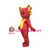 Happy Smiling Red & Yellow Sheep With Curved Claws Mascot Costume