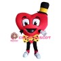 Funny Red Heart With Yellow Tie And Hat Mascot Costume