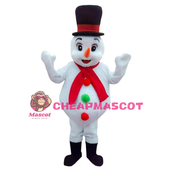 Snowman With Red Scarf Mascot Costume
