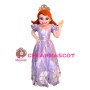 Beautiful Brown Hair Princess With Bright Purple Dress Mascot Costume