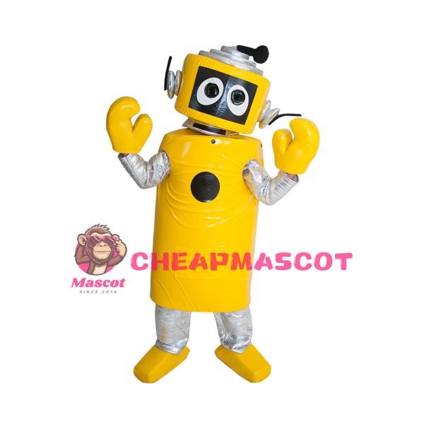 Customized Yellow Cylindrical Robot Mascot Costume