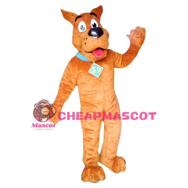 Honest Brown Dog With Dog Tag Mascot Costume
