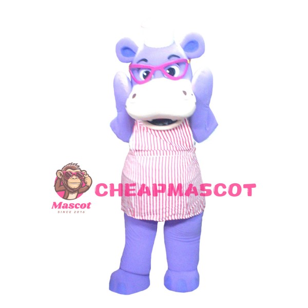 Adult Size Purple Rhino With Vertical Stripes Vest Mascot Costume