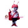 Hardworking Ant With Red Cloak And Helmet Mascot Costume