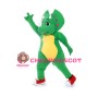 Walking Green Dinosaur In Red Shoes Mascot Costume