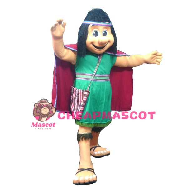 Female Savage In Green Dress Mascot Costume