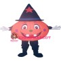 Smiling Pumpkin With Triangle Hat Mascot Costume
